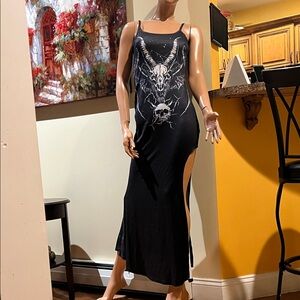 Black Gothic Maxi Dress siz small new with tags goth gothic grunge death metal
